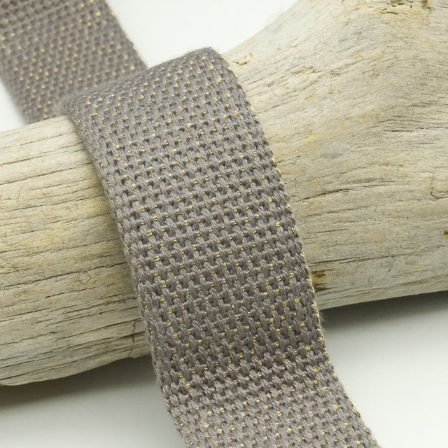 Sangle Coton Lurex Or 30MM Gris Foncé - Maison Klem